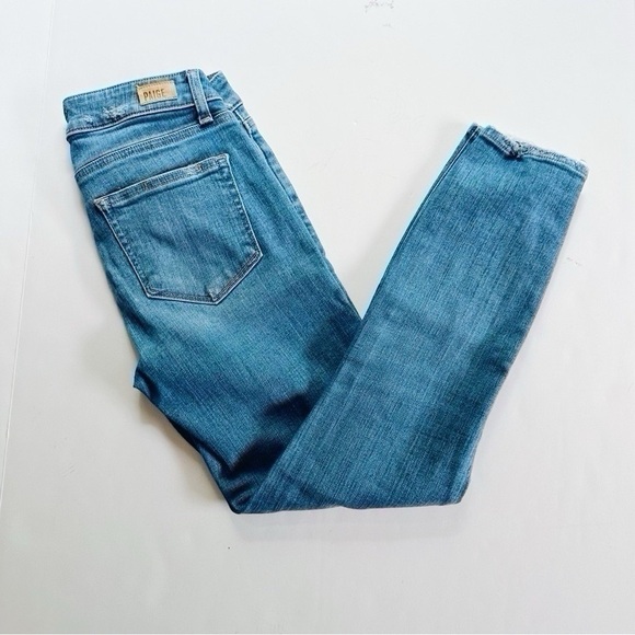 Paige Crop Destructed Hem Jeans Blue - Picture 5 of 6